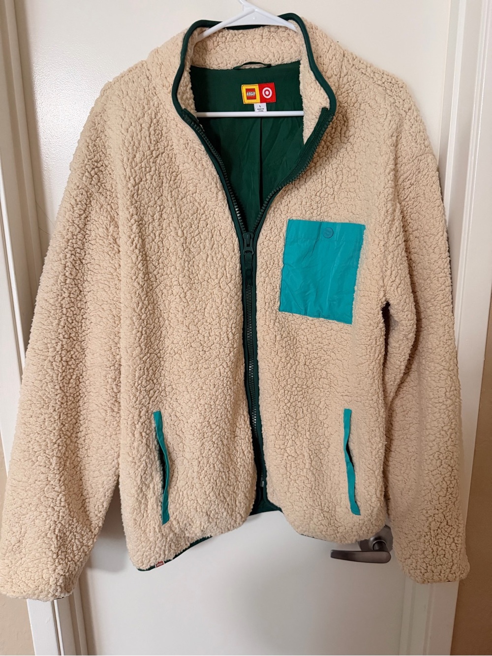 LEGO Cream Sherpa Jacket with Teal Accents